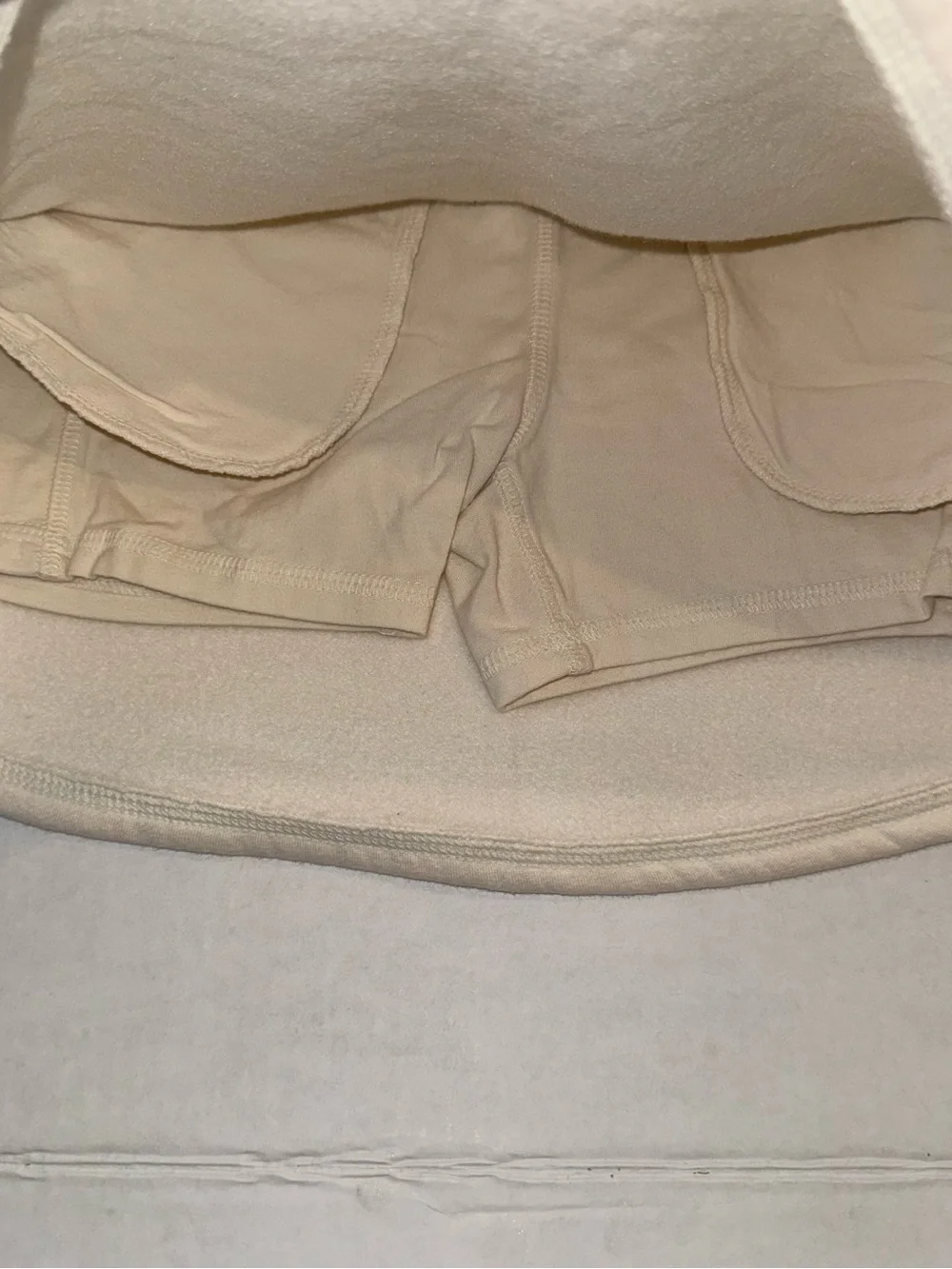 Zella Cream Mini Skirt with Contrast Stitching
